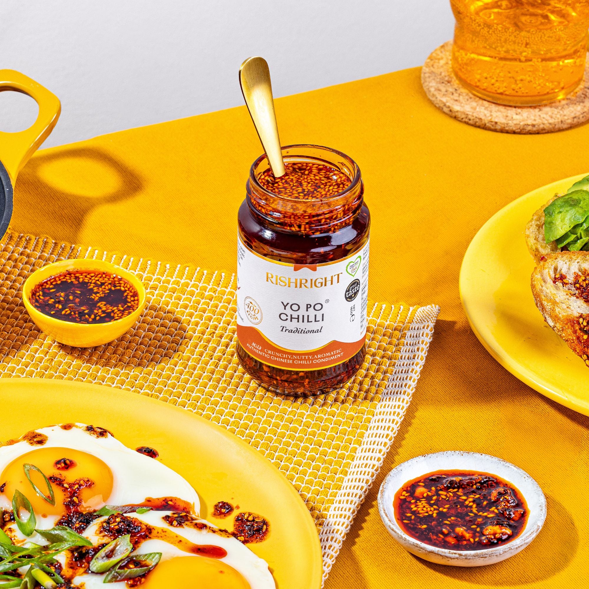 Scrambled eggs drizzled with RishRight Yo Po Chilli, Authentic Chinese chilli